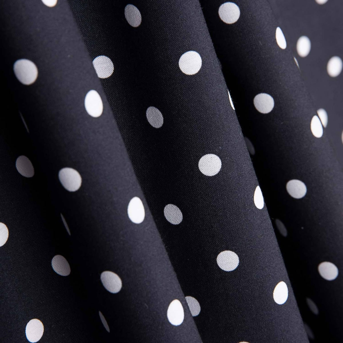 Flamenco Popeline 7mm Schwarz/Weiß Polka Dots Druck - Ribes y Casals