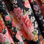 Flamenco Popeline Floral Print Schwarz - Ribes y Casals