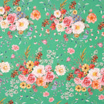 Flamenco Popeline Floral Gedruckt Grün - Ribes y Casals