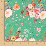 Flamenco Popeline Floral Gedruckt Grün - Ribes y Casals