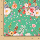 Flamenco Popeline Floral Gedruckt Grün - Ribes y Casals