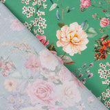 Flamenco Popeline Floral Gedruckt Grün - Ribes y Casals