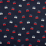 Feincord aus Baumwollstoff mit Kirschen-Print in Marineblau - Ribes y Casals