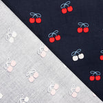 Feincord aus Baumwollstoff mit Kirschen-Print in Marineblau - Ribes y Casals