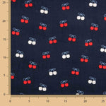 Feincord aus Baumwollstoff mit Kirschen-Print in Marineblau - Ribes y Casals
