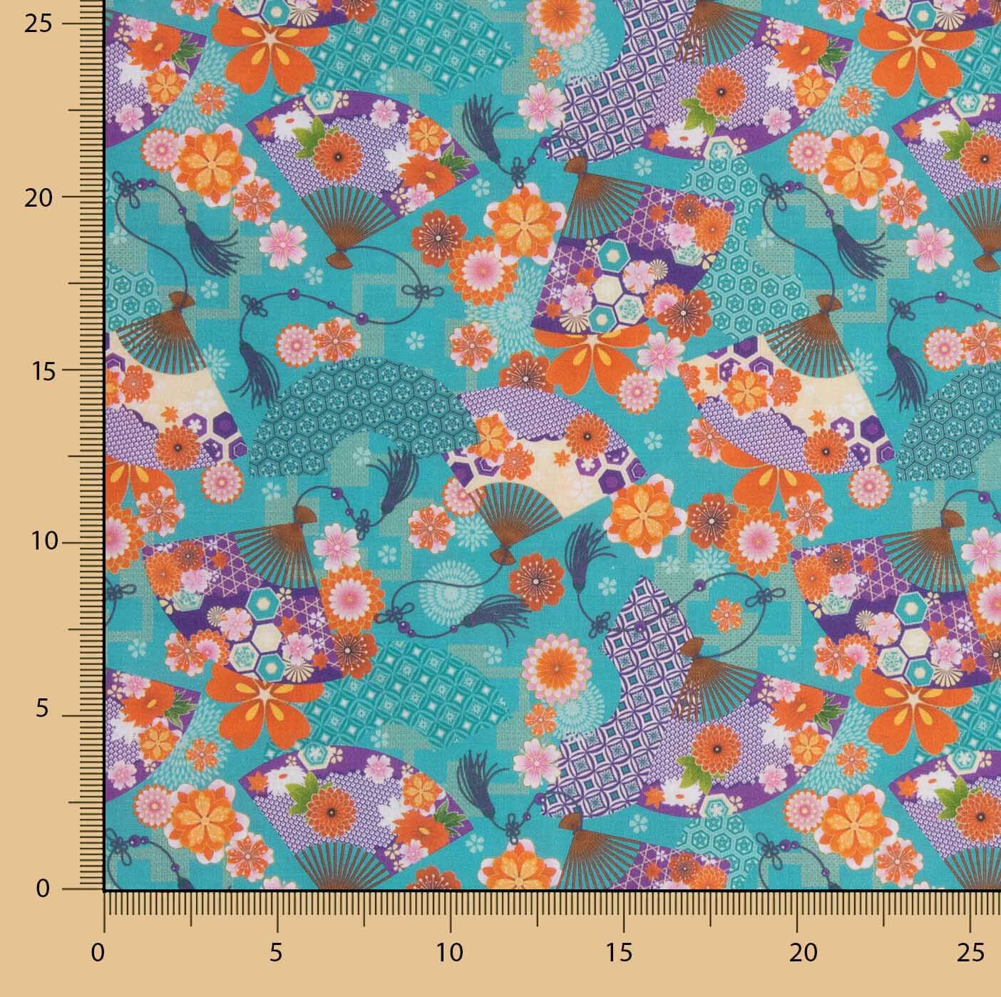 Popeline aus Baumwolle mit Fächer-Muster – verschiedene Maße x Breite 150 cm - Ribes y Casals