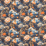 Drachen und orientalische Blumen bedruckte Baumwollpopeline - Ribes y Casals