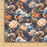 Drachen und orientalische Blumen bedruckte Baumwollpopeline - Ribes y Casals