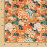 Drachen und orientalische Blumen Bedruckte Baumwollpopeline Orange - Ribes y Casals