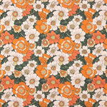 Popeline Baumwolle Popeline Retro Floral Print Orange - Ribes y Casals
