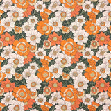 Popeline Baumwolle Popeline Retro Floral Print Orange - Ribes y Casals