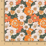 Popeline Baumwolle Popeline Retro Floral Print Orange - Ribes y Casals