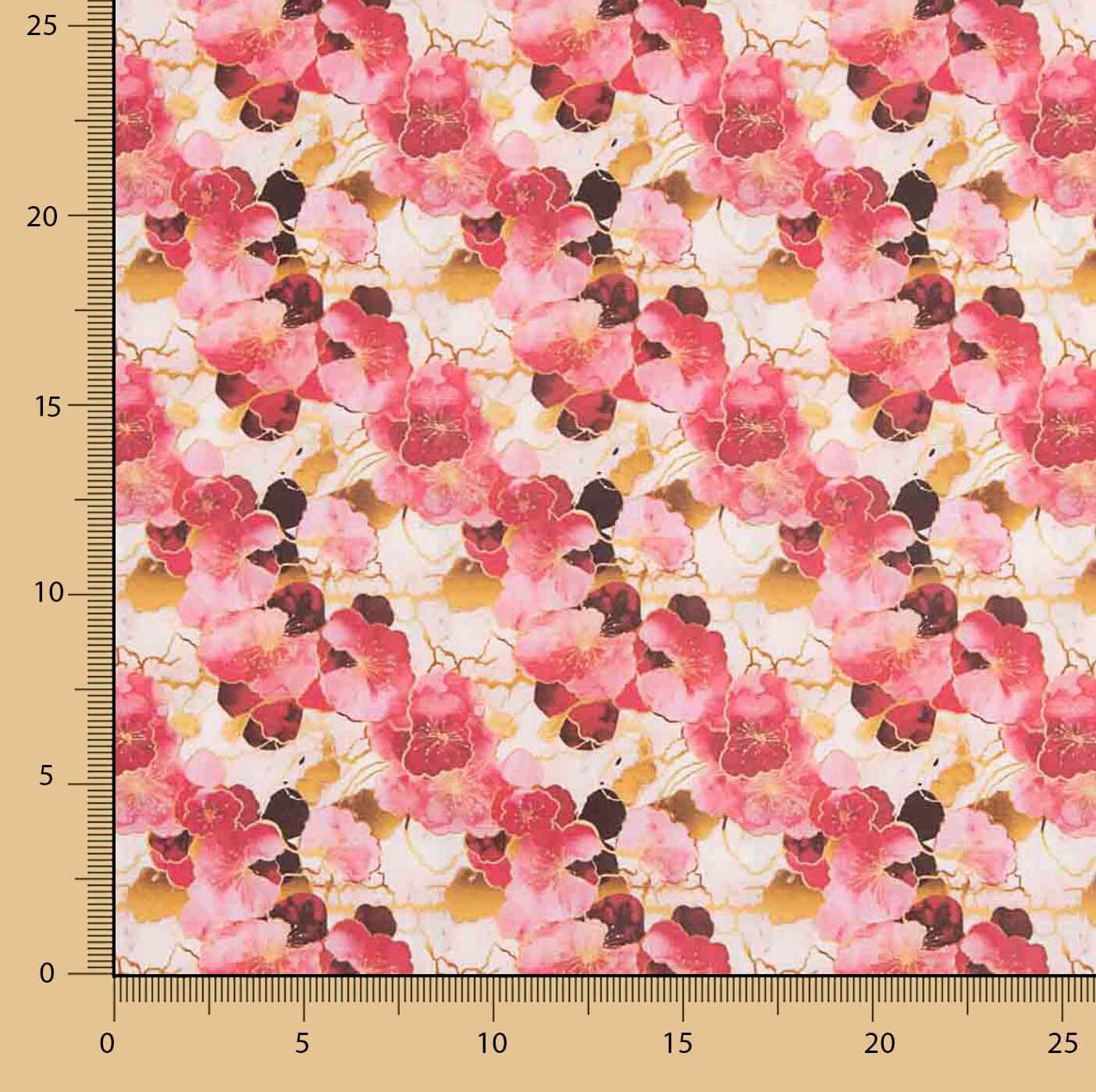 Baumwoll-Popeline Popeline mit Aquarell-Blumen-Druck Rosa 80 x 150 cm - Ribes y Casals