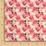 Baumwoll-Popeline Popeline mit Aquarell-Blumen-Druck Rosa 80 x 150 cm - Ribes y Casals