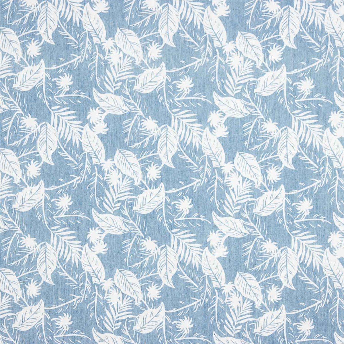 Denim-Hemd Shirtmaker Hellblau Palmenblätter - Ribes y Casals