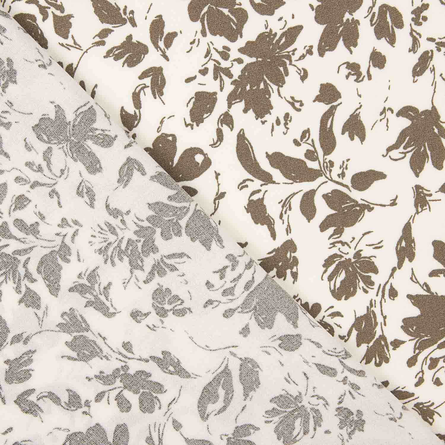 Bambus-Popeline Floral Taupe - Ribes y Casals