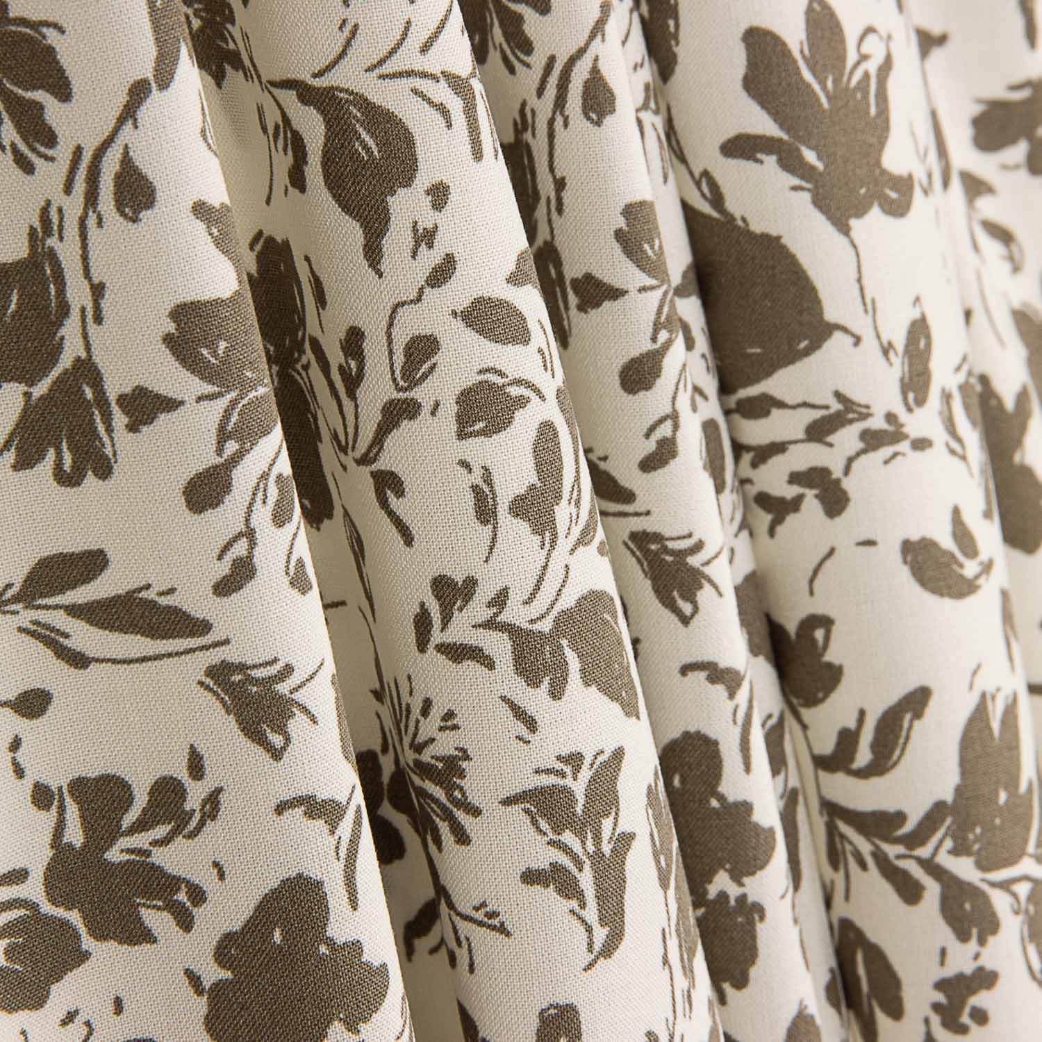 Bambus-Popeline Floral Taupe - Ribes y Casals