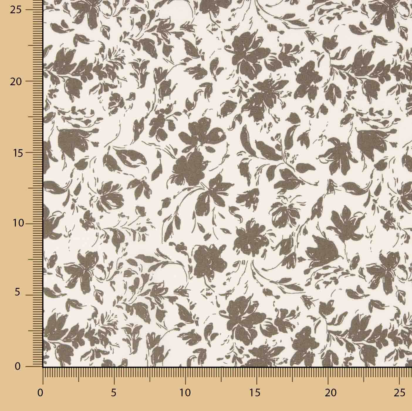 Bambus-Popeline Floral Taupe - Ribes y Casals
