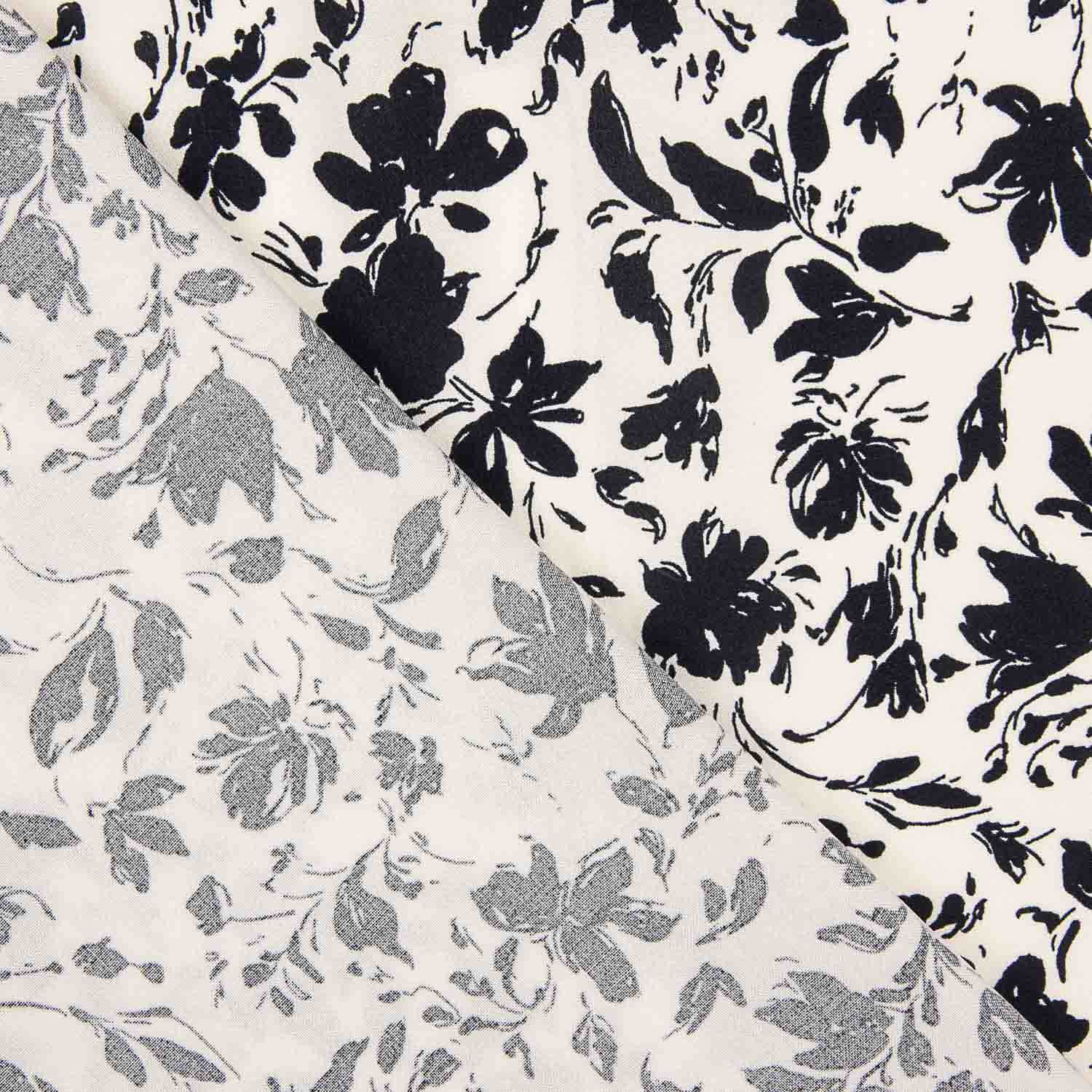 Bamboo Floral Schwarz Popeline - Ribes y Casals