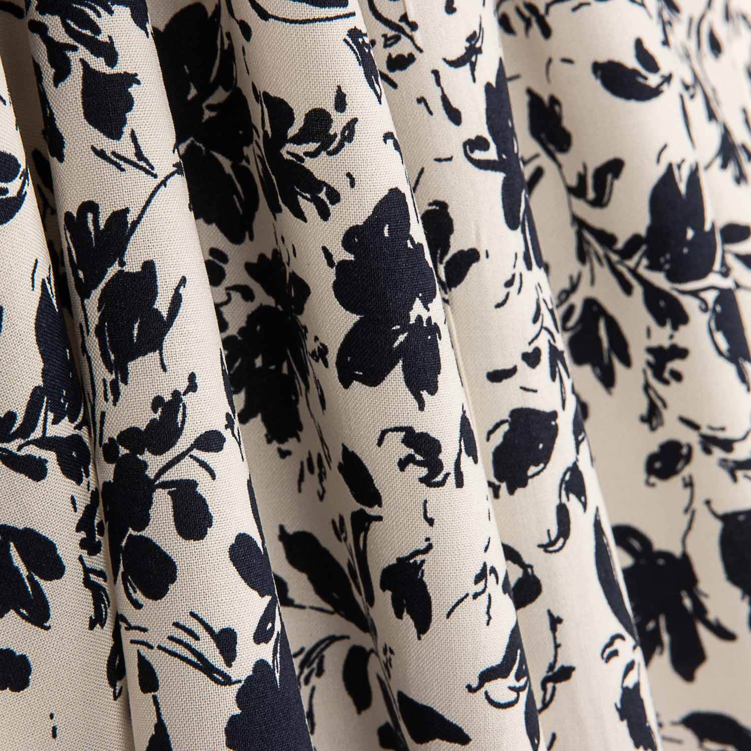 Bamboo Floral Schwarz Popeline - Ribes y Casals