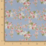 Viyela bedruckt mit Rosenmuster, Provence-Blau - Ribes y Casals