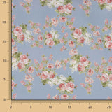 Viyela bedruckt mit Rosenmuster, Provence-Blau - Ribes y Casals