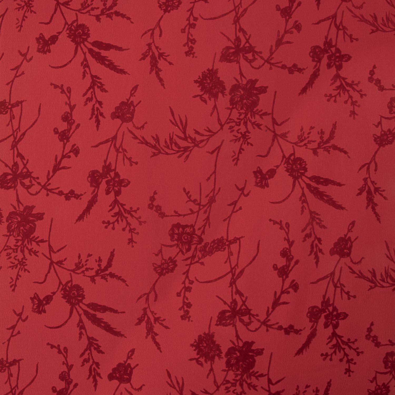 Stoffrest Koshibo Rot mit floralen Applikationen – verschiedene Maße x Breite 150 cm - Ribes y Casals