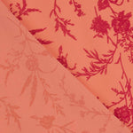 Stoffrest Koshibo Coral mit Flockdruck und fuchsiafarbenen Blumen – verschiedene Maße x Breite 150 cm - Ribes y Casals