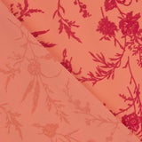 Stoffrest Koshibo Coral mit Flockdruck und fuchsiafarbenen Blumen – verschiedene Maße x Breite 150 cm - Ribes y Casals