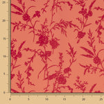 Stoffrest Koshibo Coral mit Flockdruck und fuchsiafarbenen Blumen – verschiedene Maße x Breite 150 cm - Ribes y Casals