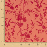 Stoffrest Koshibo Coral mit Flockdruck und fuchsiafarbenen Blumen – verschiedene Maße x Breite 150 cm - Ribes y Casals