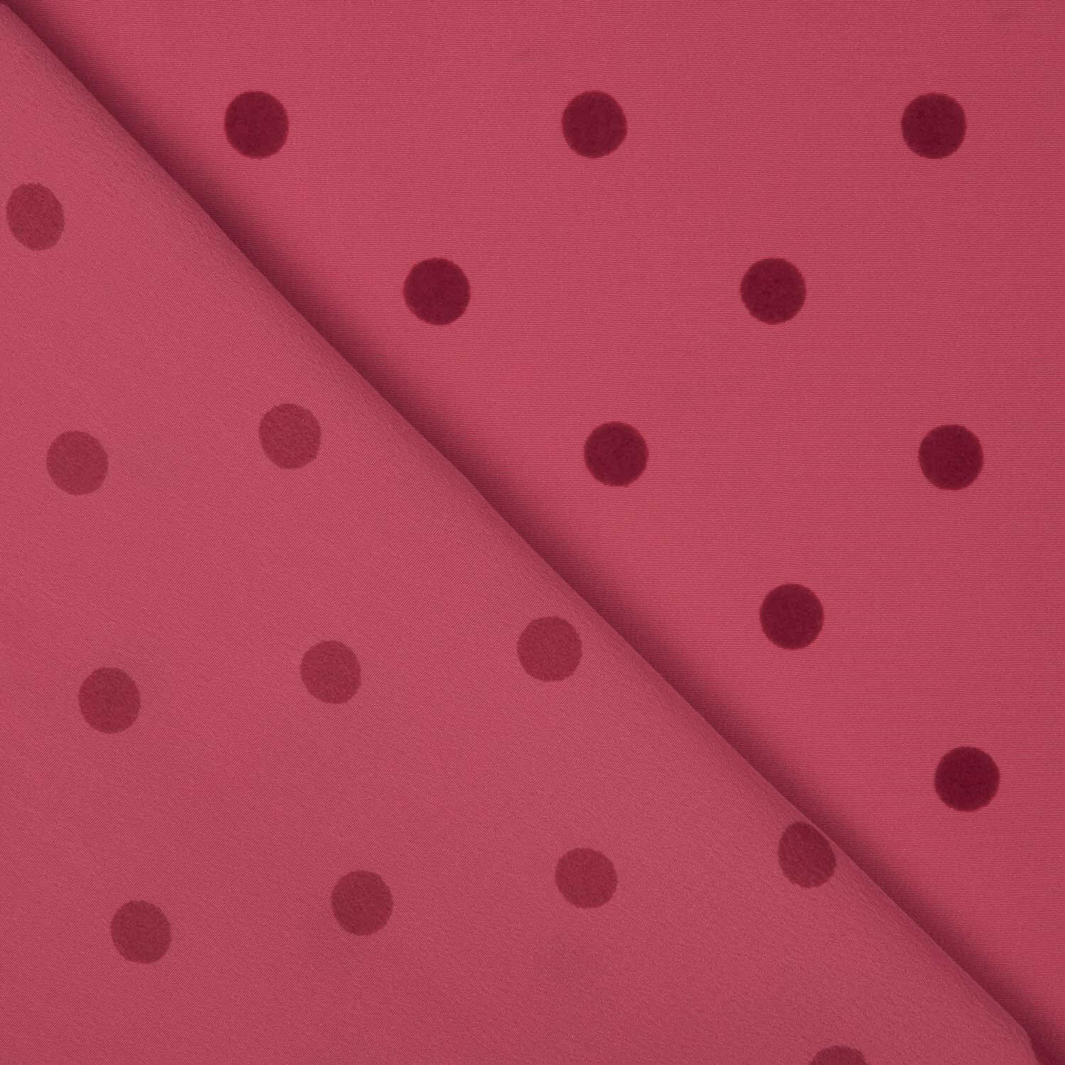 Stoffrest Koshibo Erdbeere Flockdruck Punkte Fuchsia – verschiedene Maße x Breite 150 cm - Ribes y Casals
