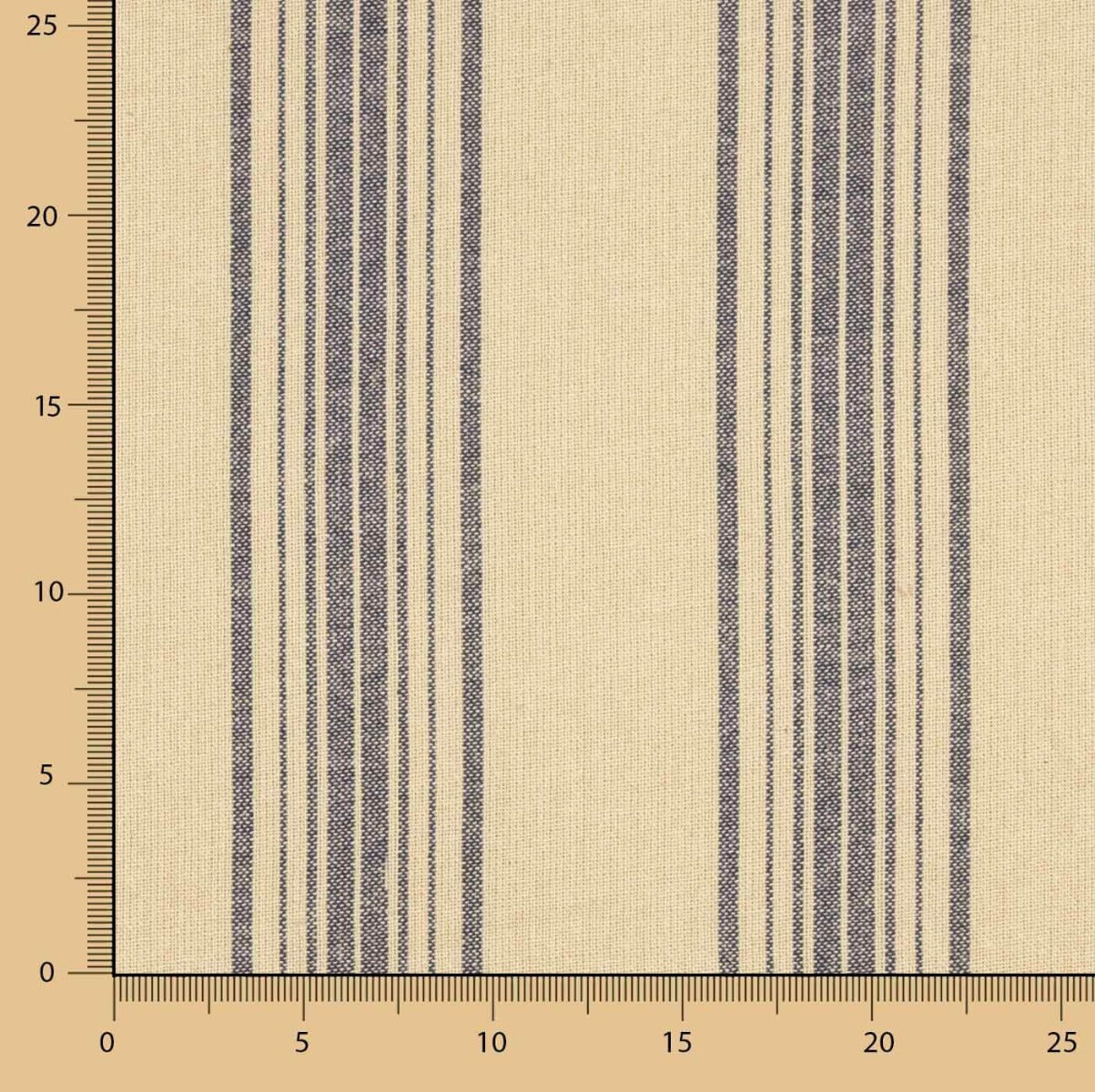 Stoffrest: Bedruckte Matte mit blauen Streifen – verschiedene Maße x Breite 160 cm - Ribes y Casals