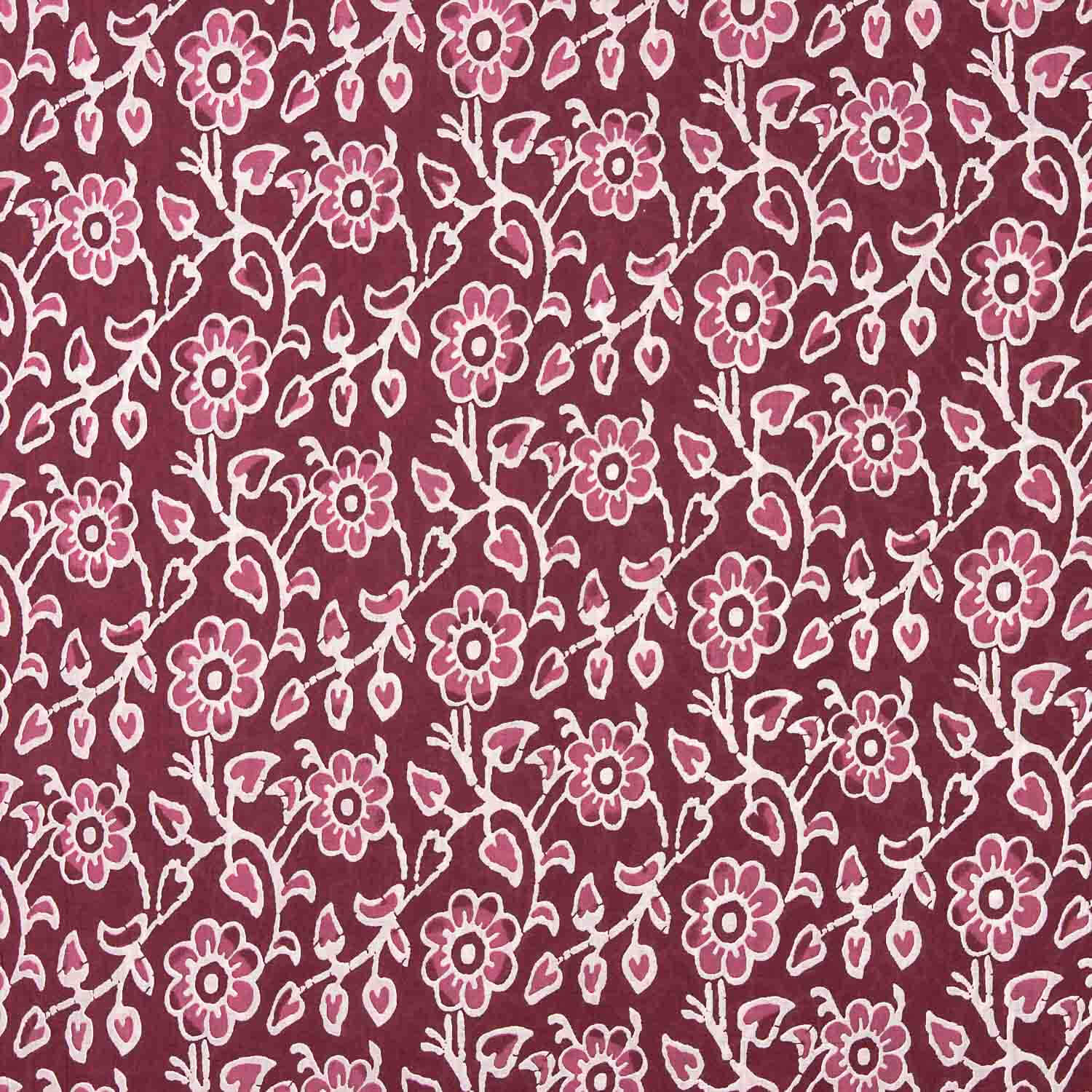 Voile Baumwolle Bedruckter Garten Vintage Bordeaux - Ribes y Casals