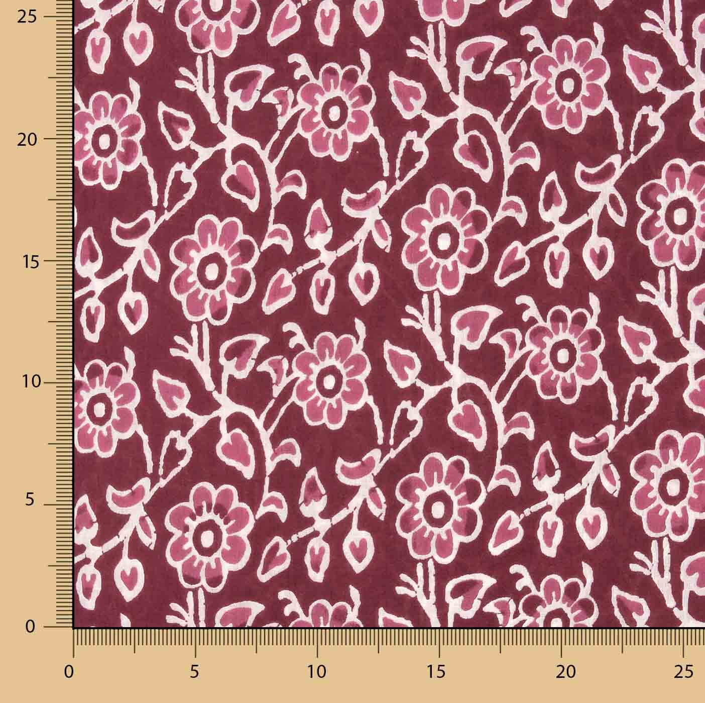 Voile Baumwolle Bedruckter Garten Vintage Bordeaux - Ribes y Casals