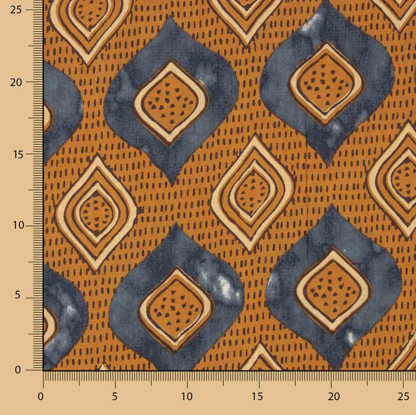 Ikat bedruckter Baumwoll-Voile Terra Indigo - Ribes y Casals