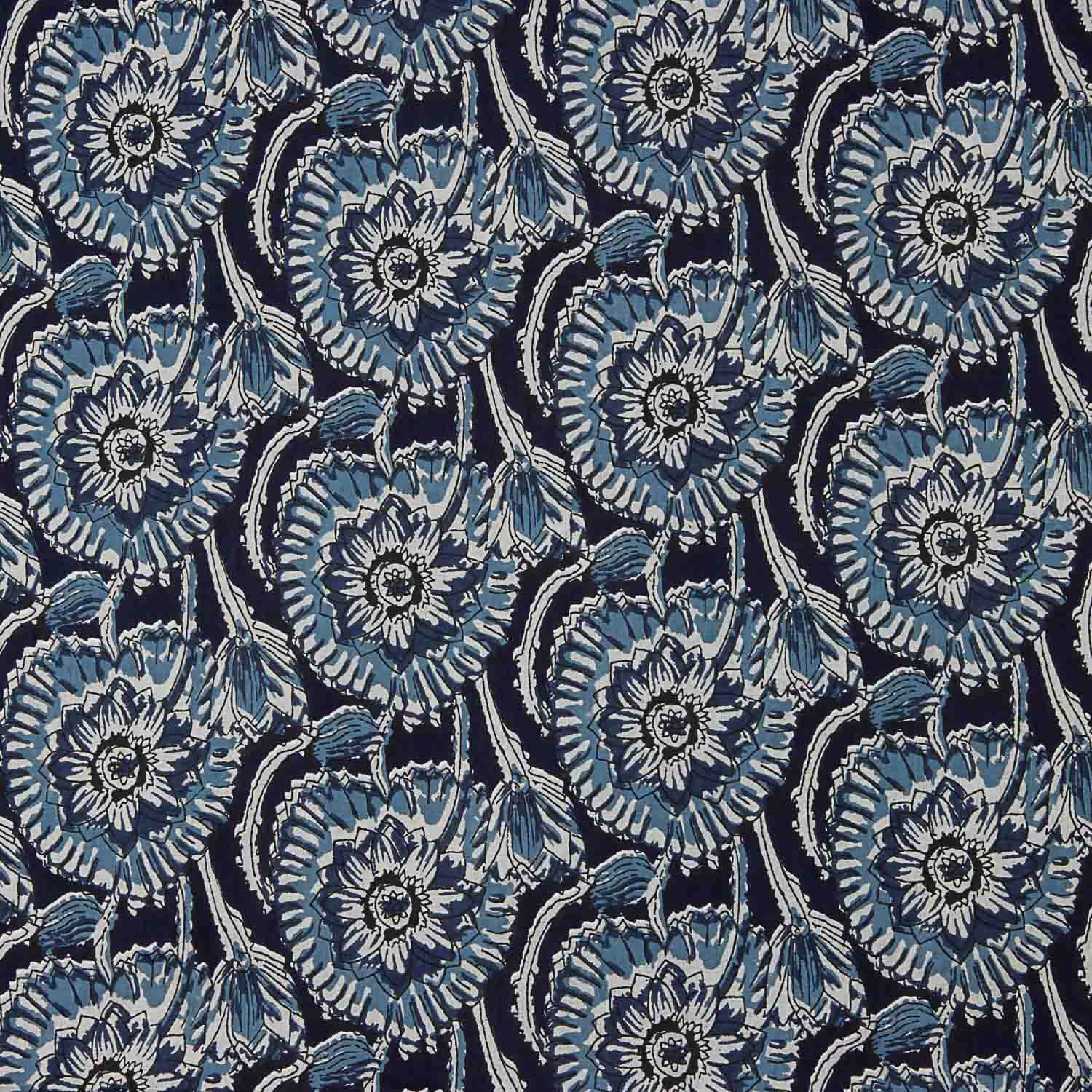 Voile Baumwolle Indigo Blumendruck Nocturne Baumwolle - Ribes y Casals