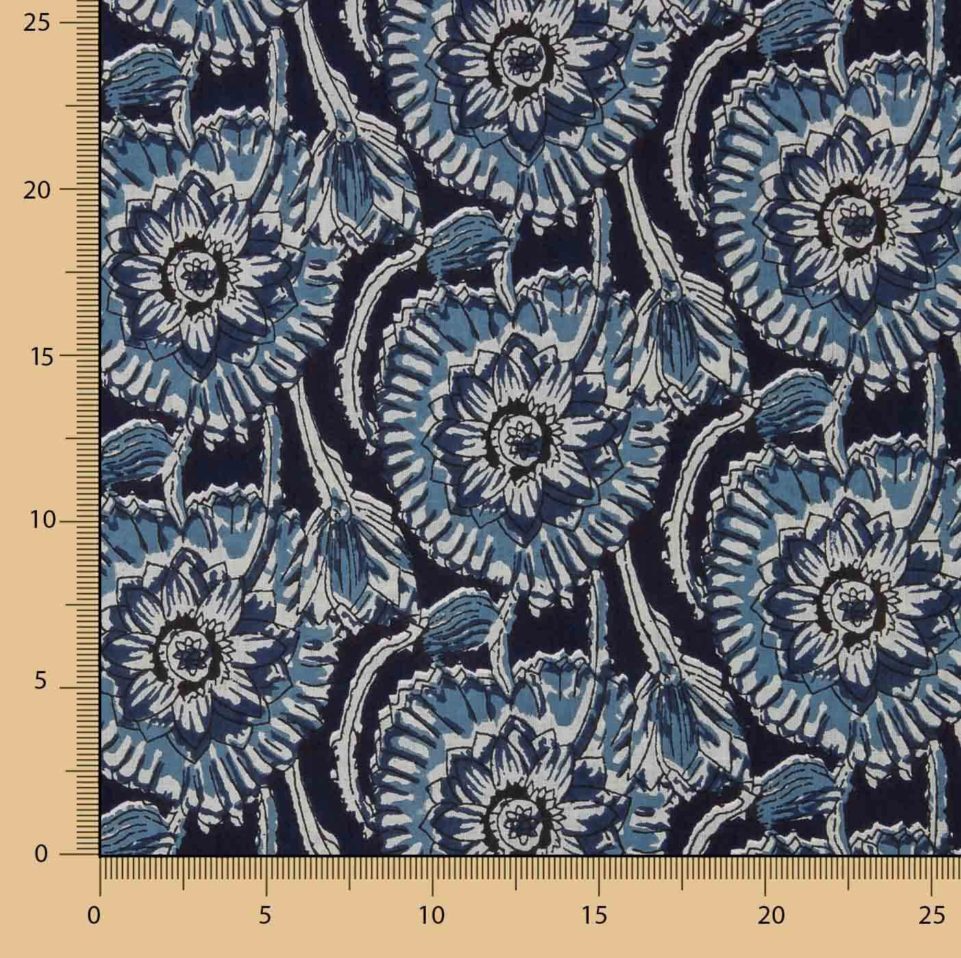 Voile Baumwolle Indigo Blumendruck Nocturne Baumwolle - Ribes y Casals