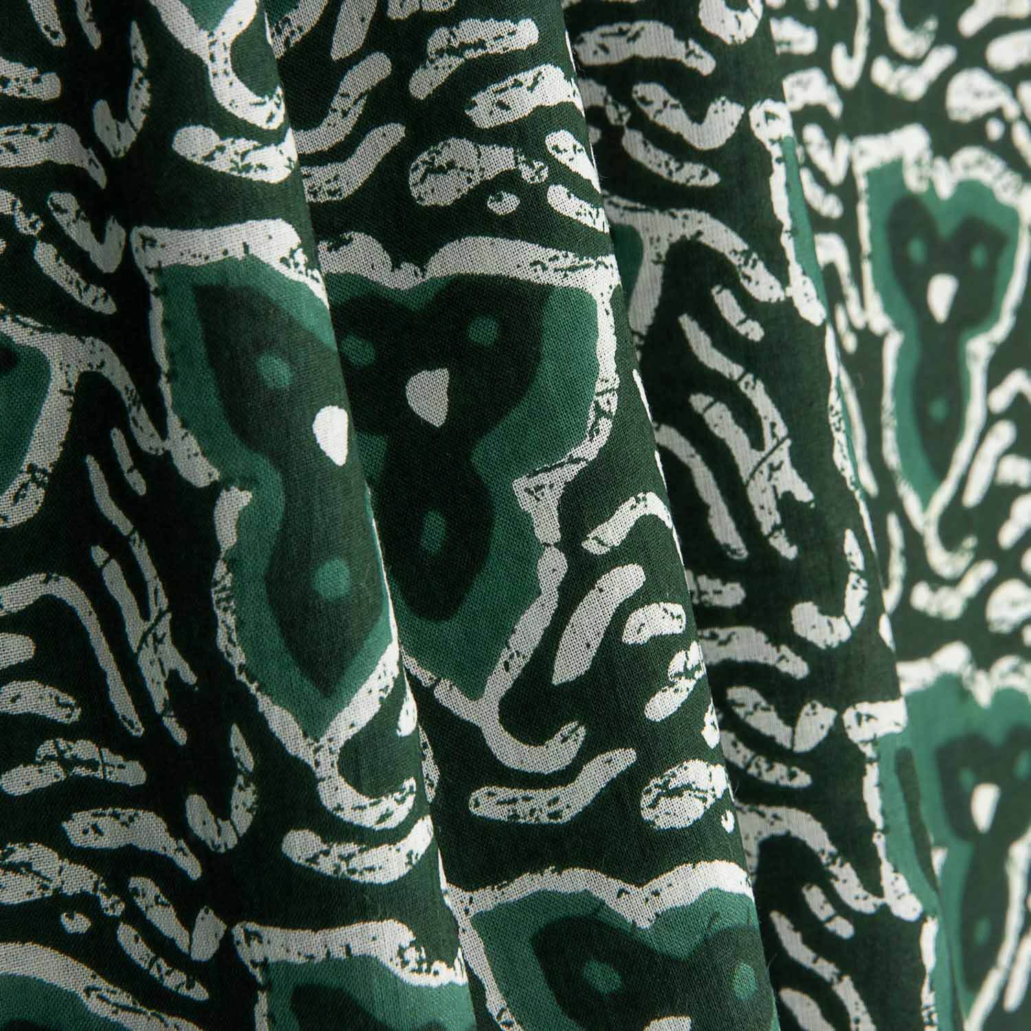 Voile Organic Tribal Bedruckte Baumwolle Tribal Grün - Ribes y Casals