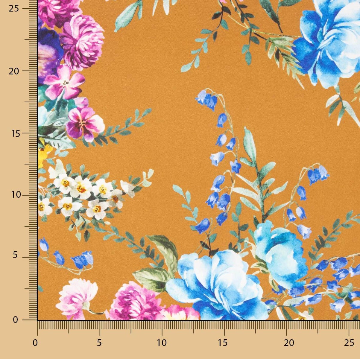 Twill Satin Floral Terracotta - Ribes y Casals
