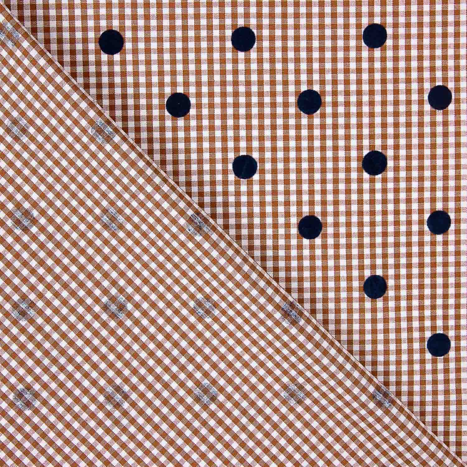 Vichy Cotton Tile Beflockte Baumwolle Navy Dots - Ribes y Casals