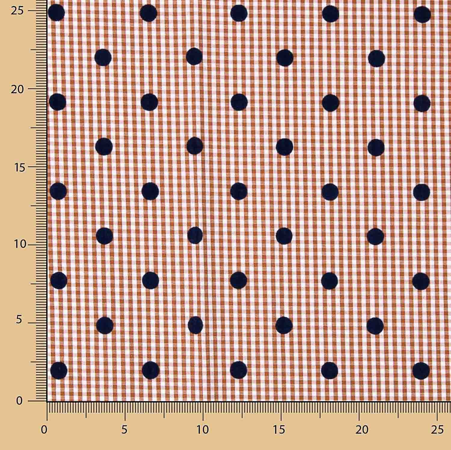 Vichy Cotton Tile Beflockte Baumwolle Navy Dots - Ribes y Casals