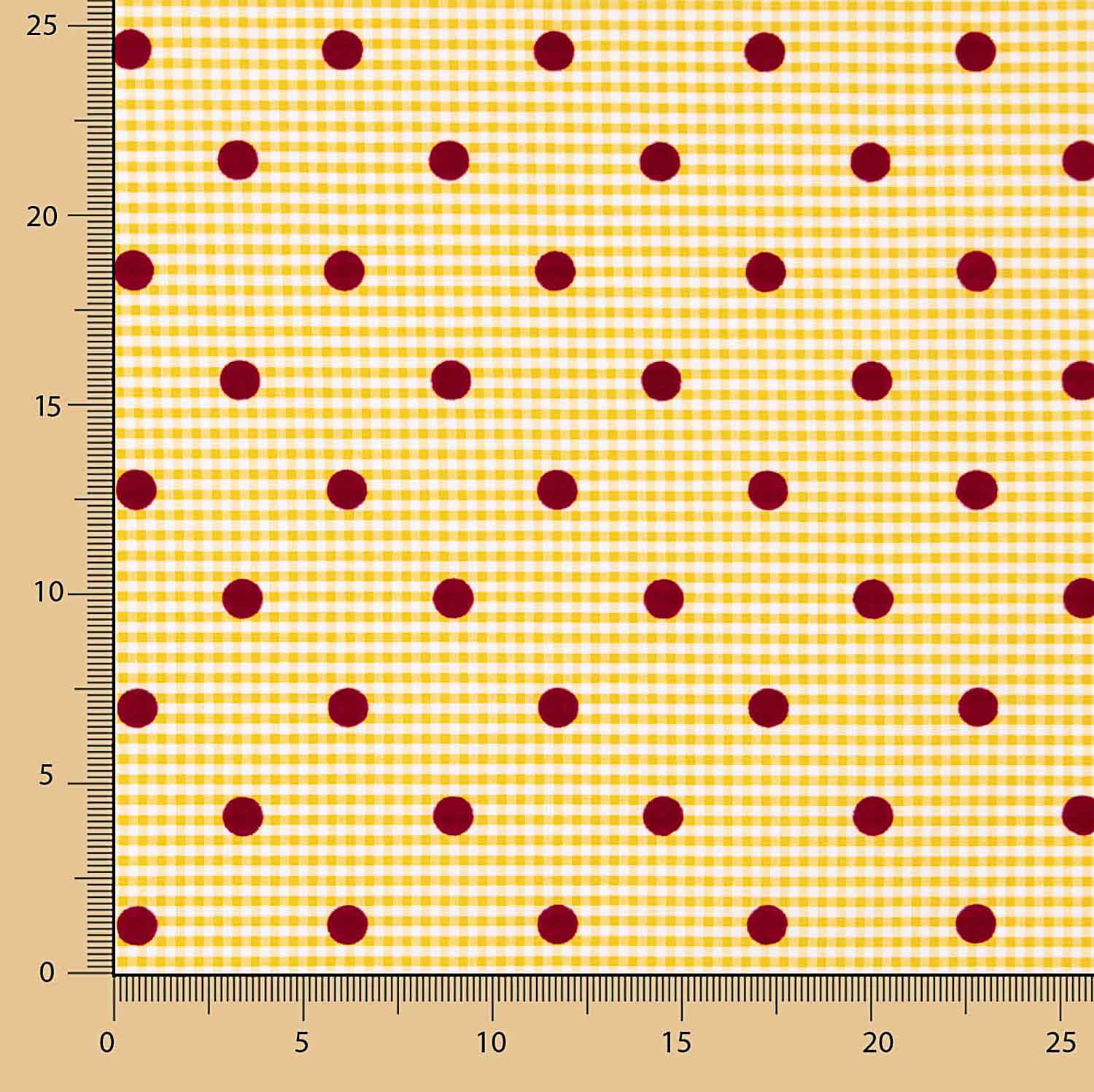 Vichy Cotton Albero Beflockte Baumwolle mit Maroon Dots - Ribes y Casals
