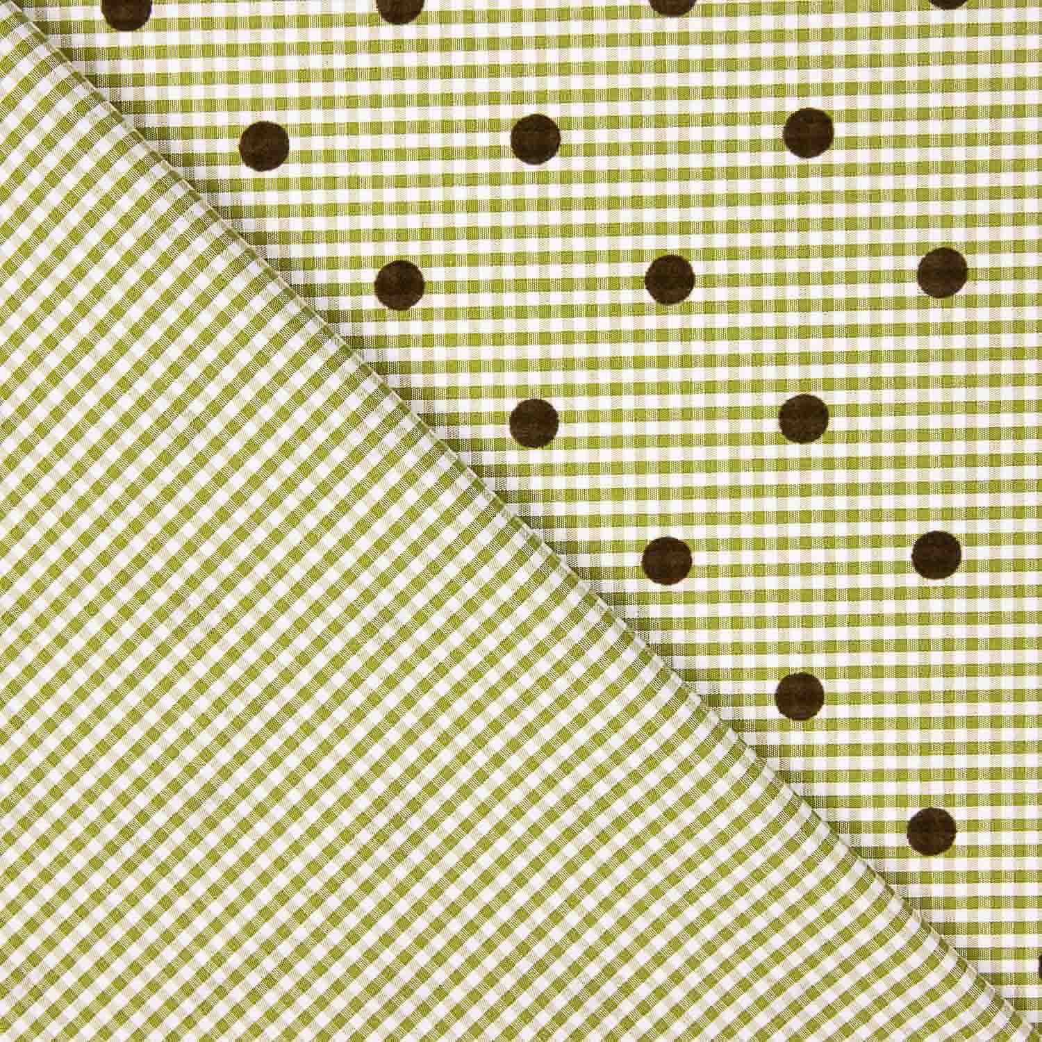 Vichy Baumwolle Grün Beflockte Baumwolle Grün Gepunktet Grün - Ribes y Casals
