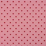 Reststück Vichy-Baumwolle rot mit Flockdruck und roten Punkten – verschiedene Maße x Breite 150 cm - Ribes y Casals