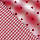 Reststück Vichy-Baumwolle rot mit Flockdruck und roten Punkten – verschiedene Maße x Breite 150 cm - Ribes y Casals