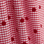 Reststück Vichy-Baumwolle rot mit Flockdruck und roten Punkten – verschiedene Maße x Breite 150 cm - Ribes y Casals