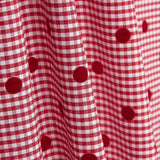 Reststück Vichy-Baumwolle rot mit Flockdruck und roten Punkten – verschiedene Maße x Breite 150 cm - Ribes y Casals