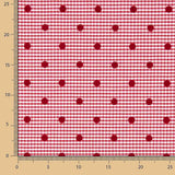 Reststück Vichy-Baumwolle rot mit Flockdruck und roten Punkten – verschiedene Maße x Breite 150 cm - Ribes y Casals