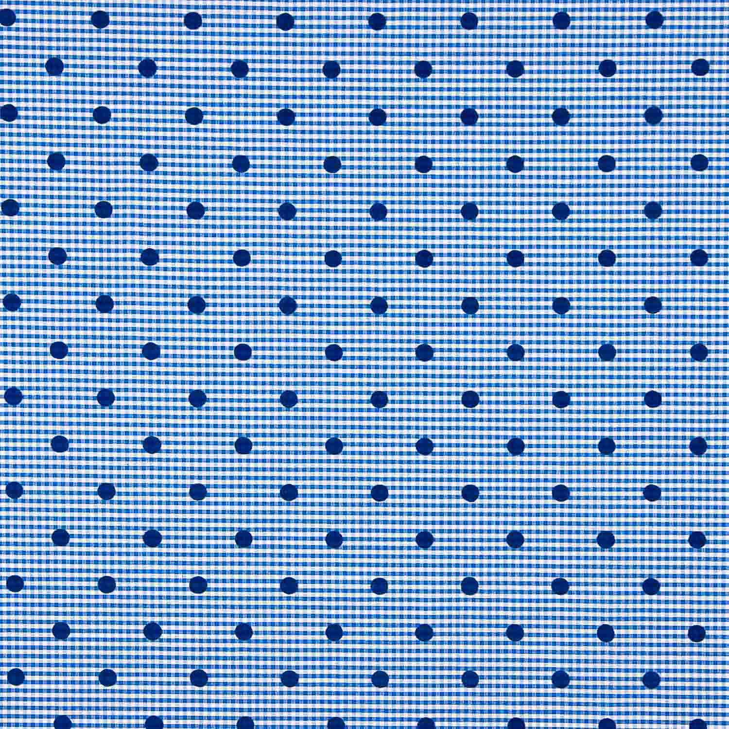 Vichy Cotton Blau Beflockte Baumwolle Blau Polka Dot Blau - Ribes y Casals